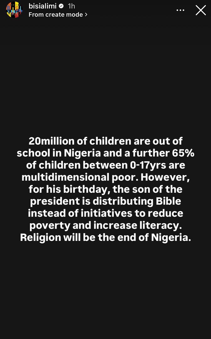 Bisi Alimi kicks after one million bibles were shared to mark Seyi Tinubu?s 40th birthday
